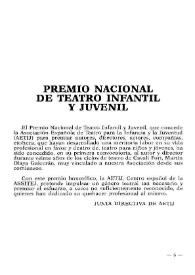 Boletín Iberoamericano de Teatro para la Infancia y la Juventud, núm. 48 (mayo-agosto 1990). Premio Nacional de Teatro Infantil y Juvenil