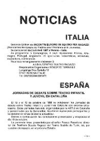 Boletín Iberoamericano de Teatro para la Infancia y la Juventud, núm. 39 (abril-diciembre 1986). Noticias