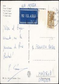 Postal de Pedro Laín Entralgo a Francisco Rabal. 1968