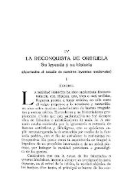 La reconquista de Orihuela : Su leyenda y su historia (Aportación al estudio de nuestras leyendas medievales)