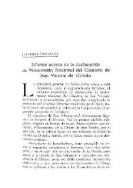 Informe acerca de la declaración de Monumento Nacional del Claustro de San Vicente de Oviedo