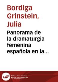 Panorama de la dramaturgia femenina española en la segunda mitad del siglo XVIII y principios del siglo XIX
