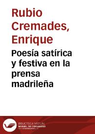 Poesía satírica y festiva en la prensa madrileña