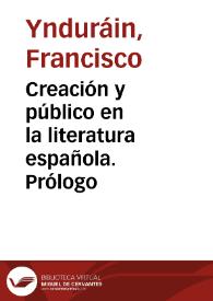 Creación y público en la literatura española. Prólogo