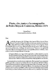 Fiesta, rito, teatro y la consagración de Pedro Moya de Contreras, México 1574