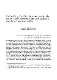 Calderón y Ovidio: la enfermedad de amor y sus remedios en una comedia escrita en colaboración
