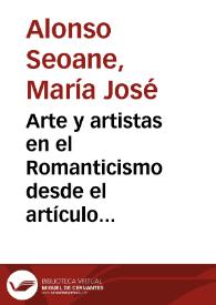 Arte y artistas en el Romanticismo desde el artículo literario y el relato de ficción en prensa