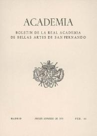 Academia : Boletín de la Real Academia de Bellas Artes de San Fernando. Número 40 (primer semestre 1975). Preliminares e índice