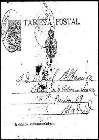 Tarjeta de Unamuno a Rafael Altamira. Salamanca, 23 de febrero de 1896