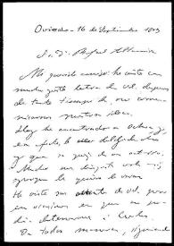 Carta de Leopoldo Alas Clarín a Rafael Altamira. Oviedo, 16 de septiembre de 1897