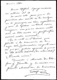 Carta a Rafael Altamira. 21 de enero de 1910