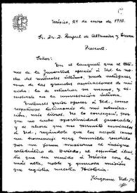 Carta de Carlos González Peñas a Rafael Altamira. México, 29 de enero de 1910