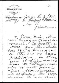 Carta de Concepción Sanjuan a Rafael Altamira. Habana, 16 de febrero de 1910