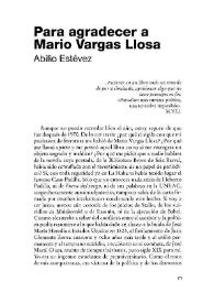 Para agradecer a Mario Vargas Llosa