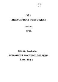 Mercurio Peruano. Tomo III, 1791