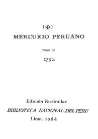 Mercurio Peruano. Tomo IV, 1792
