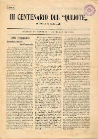 III Centenario del Quijote : Boletín de la Junta Local. Núm. 1, 1 de marzo de 1905