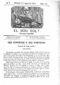 El Bou Solt : semanari impolític. Añ I, núm. 13 (Disapte 4 d'Agost de 1877) [sic]