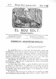 El Bou Solt : semanari impolític. Añ I, núm. 15 (Disapte 18 d'Agost de 1877) [sic]
