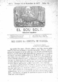 El Bou Solt : semanari impolític. Añ I, núm. 19 (Disapte 15 de Setembre de 1877) [sic]