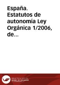 España. Estatutos de autonomía. Ley Orgánica 1/2006, de 10 de abril, de Reforma de la Ley orgánica 5/1982, de 1 de julio, de Estatuto de Autonomía de la Comunidad Valenciana