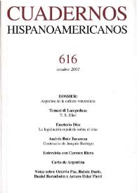 Cuadernos Hispanoamericanos. Núm. 616, octubre 2001