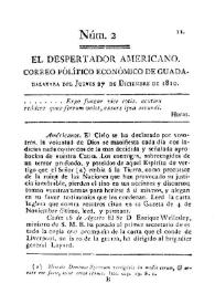 El Despertador Americano: correo político económico de Guadalajara. Núm. 2, jueves 27 de diciembre de 1810