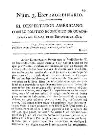 El Despertador Americano: correo político económico de Guadalajara. Núm. 3, sábado 29 de diciembre de 1810