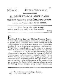 El Despertador Americano: correo político económico de Guadalajara. Núm. 6, viernes 11 de enero de 1811