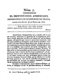 El Despertador Americano: correo político económico de Guadalajara. Núm. 7, jueves 17 de enero de 1811