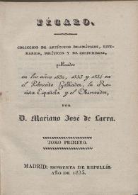 Colección de artículos dramáticos, literarios, políticos y de costumbres ... [Portada de la edición de 1835]