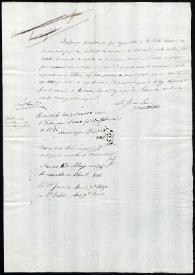 Notificación de Mariano José de Larra con motivo de la antigua deuda de pago por la compra de papel para el Duende satírico del día, pendiente desde 1828