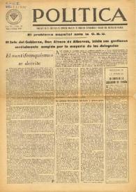Política : portavoz en el exterior del Consejo Nacional de IR y órgano del Partido en Francia. Núm. 29, 4 de octubre de 1947