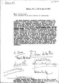 Carta de Eugenio Imaz, Francisco Giner de los Ríos y otros a Carlos Esplá. México, D. F., 26 de mayo de 1944