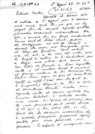 Carta de Eugenio Xammar a Carlos Esplá. 22 de octubre de 1963