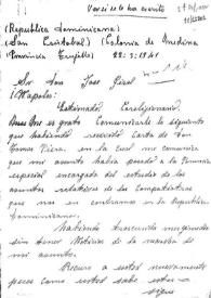 Documentación de Tomás Yuste Navas; Carta de Tomás Yuste Navas a José Giral. San Cristóbal, República Dominicana, 22 de marzo de 1941; Libro de familia de Tomás Yuste Navas