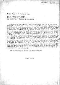Carta de Carlos Esplá a D. Tomás Yuste Navas. México, 23 de abril de 1941