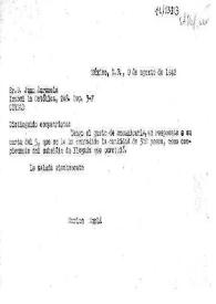 Carta de Carlos Esplá a Juan Zarzuela. México, 9 de agosto de 1942