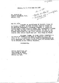 Carta fechada el 8 de mayo de 1958 de Carlos Esplá y Rosa Fargá de Esplá al Sr. Gerente de Crédito Bursátil, S.A. de México, D.F.