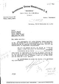 Carta de Inversiones Unidas Venezolanas (Inuvenca) a Carlos Esplá. Caracas, 24 de noviembre de 1959