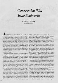 Holiday : A Conversation With Artur (Arthur) Rubinstein