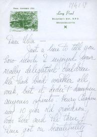 Carta dirigida a Aniela Rubinstein. Buzzards Bay (Massachusetts), 09-04-1959