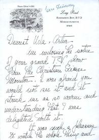 Carta dirigida a Aniela y Arthur Rubinstein. Buzzards Bay, Massachusetts (Estados Unidos), 15-09-1969