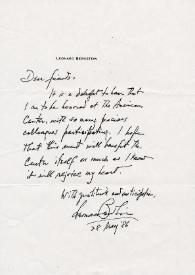 Carta dirigida al American Center for Students and Artist, 28-05-1986
