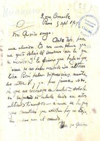 Carta de Rubén Darío a Miguel de Unamuno. París, 5 de septiembre de 1907