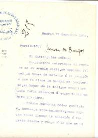 Carta de Rubén Darío a Carmen de Burgos. Madrid, 25 de septiembre de 1908