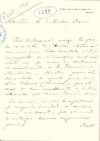 Carta de FERNÁNDEZ DE BETHENCOURT, Francisco a DARÍO, Rubén