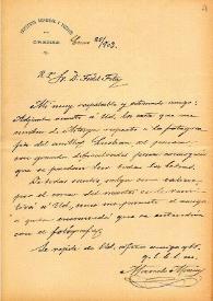 Carta de M. Macías a F. Fita adjuntándole carta envíada desde Astorga respecto a la dificultad que supone sacar una fotografía completa de la inscripción del anillo