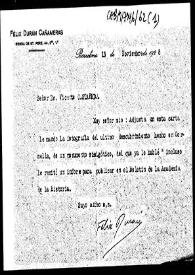 Carta de remisión de una fotografía de una puerta visigótica de Cornellá del Llobregat.