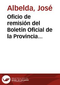 Oficio de remisión del Boletín Oficial de la Provincia de Huelva, de fecha 25 de Octubre de 1923, en el que aparece publicado el inventario judicial de las colección de las armas de bronce que componían el depósito de la Ría de Huelva